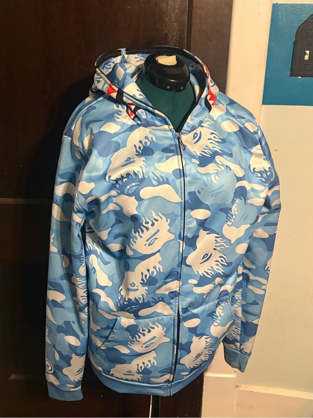 Blue Camouflage Hooded Jacket